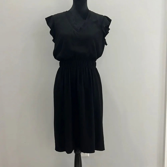 KATE SPADE New York Frill in Black Flutter Sleeve Fluid Crepe Dress size 10 - Picture 2 of 10
